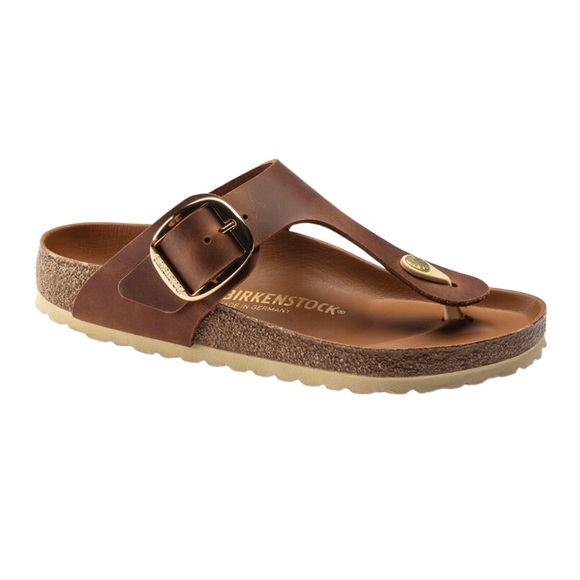 Birkenstock Shoes - Birkenstock Gizeh Big Buckle Sandal Cognac Size 40 Thong T Strap Oiled Leather